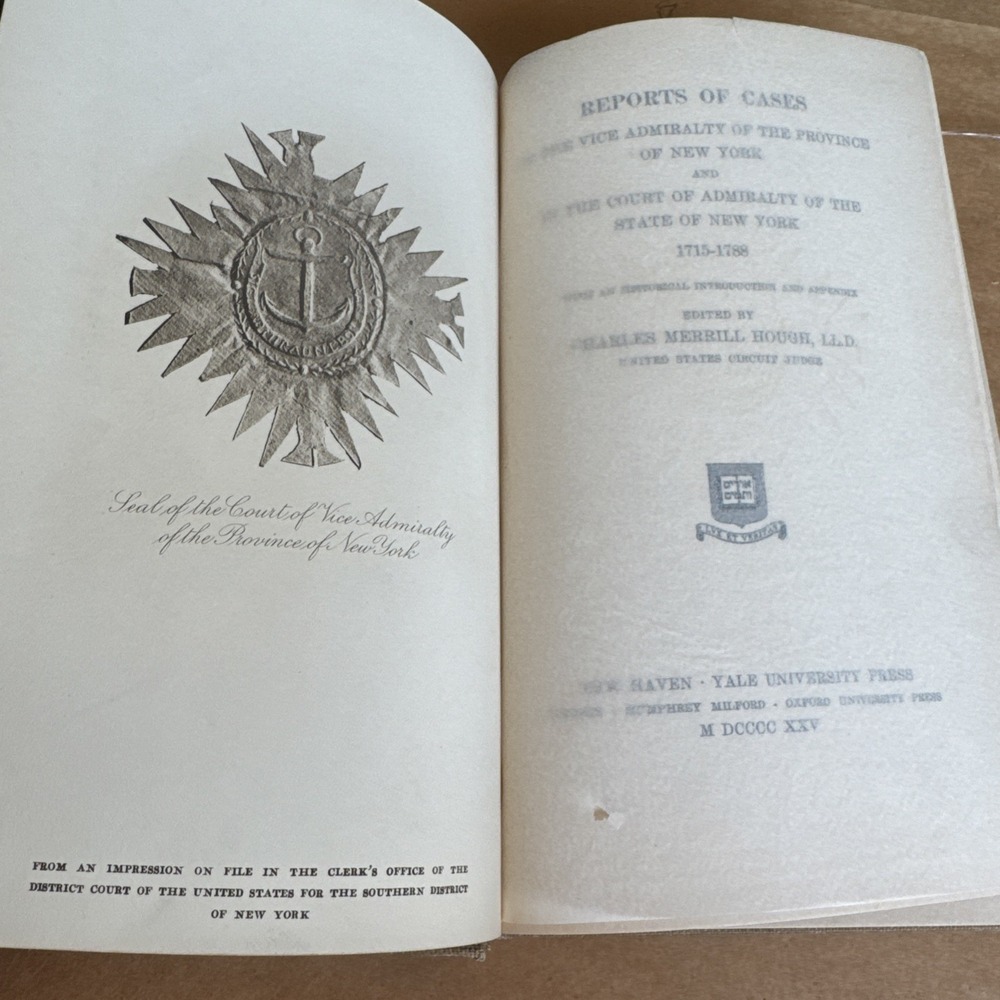 1925 Cases In Vice-Admiralty & Admiralty New York 1715-1788 Hough Yale Univ HC - Picture 11 of 16